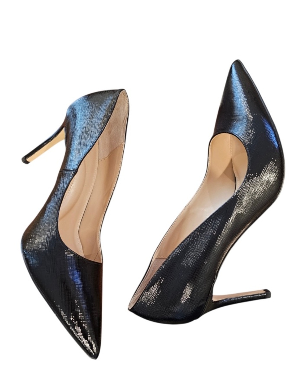 White House Black Market Black Pointed Toe Stiletto Pumps - Shimmer Finish